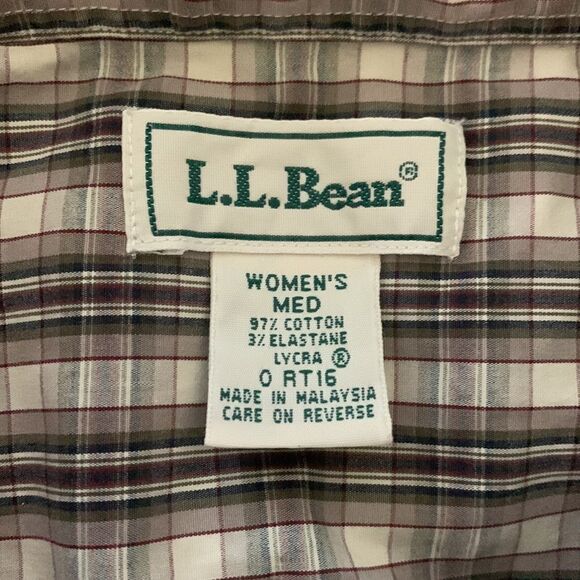 LL Bean Women's Plaid Flannel Button-Down Brown/Tan Shirt, M - Picture 4 of 4